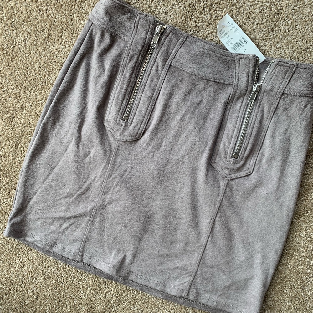 Gray faux suede skirt